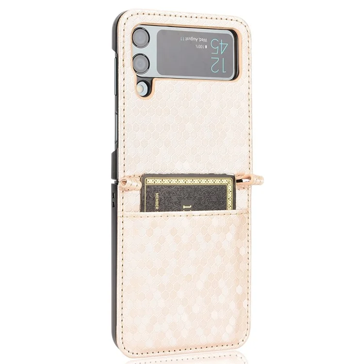Per Samsung Galaxy Z Flip3 5G Motore Pot Esprinted PU Pethe Pethe Pethe Caguale Design Coperchi - Oro Rosa