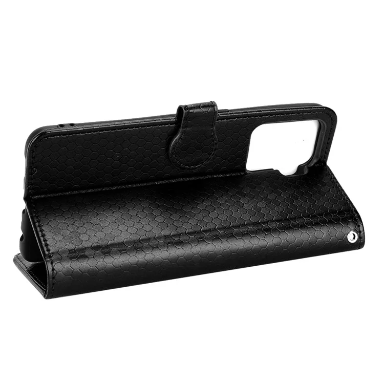 Per Oppo A94 4G / F19 Pro 4G / Reno5 F 4G / Reno5 Lite, Tettona Del Telefono Pot Impronta PU Percoletto Per Percolo Pulla Pullot / in Piedi - Nero