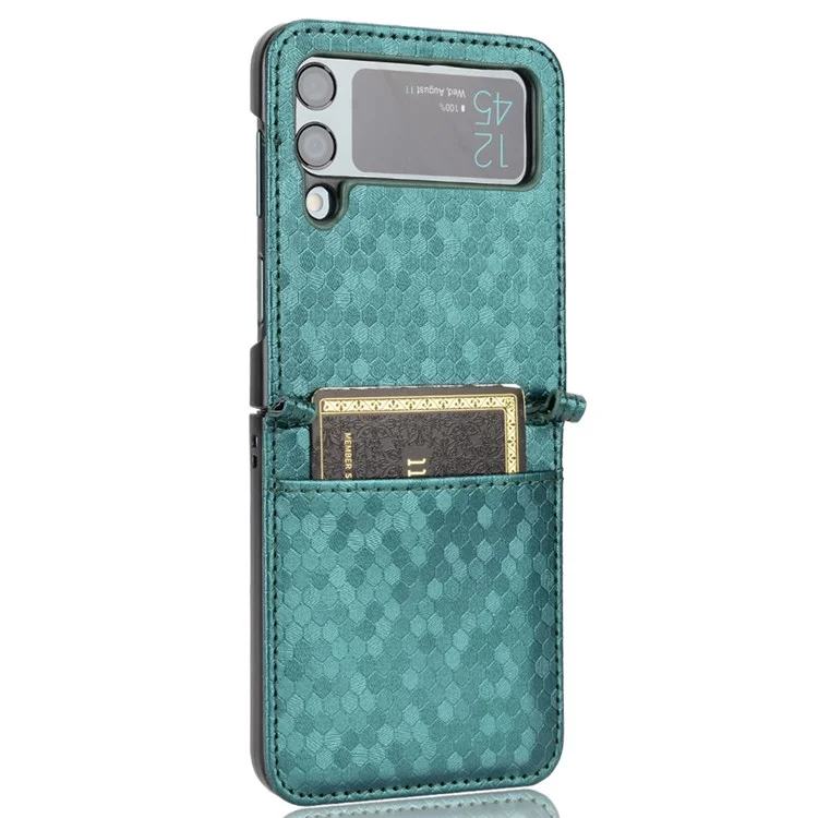 For Samsung Galaxy Z Flip4 5G Imprinted Dot Pattern PU Leather Drop-proof Case Flip Phone Cover with Card Slot - Green