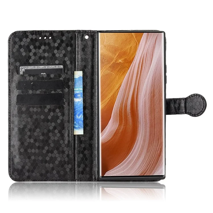 Anti-fingerprint Phone Case for ZTE Axon 40 Ultra 5G Dot Pattern Imprinted PU Leather Phone Case Wallet Stand Folio Flip Cover with Strap - Black