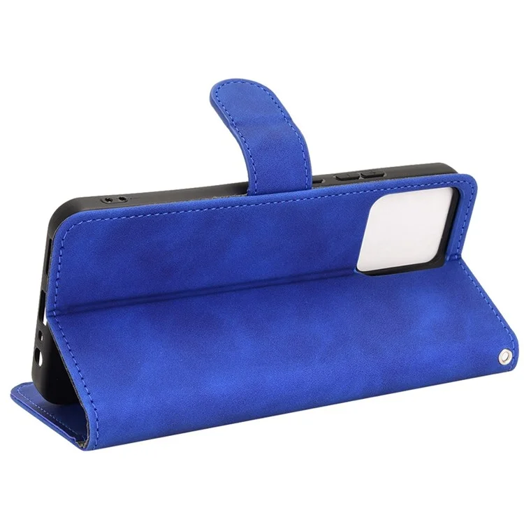 Para Realme C30 4G Capa Protetora de Couro PU Tipo Carteira Flip - Toque Aveludado Suporte Carteira Capa de Telefone - Azul