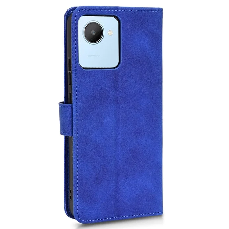 Para Realme C30 4G Capa Protetora de Couro PU Tipo Carteira Flip - Toque Aveludado Suporte Carteira Capa de Telefone - Azul