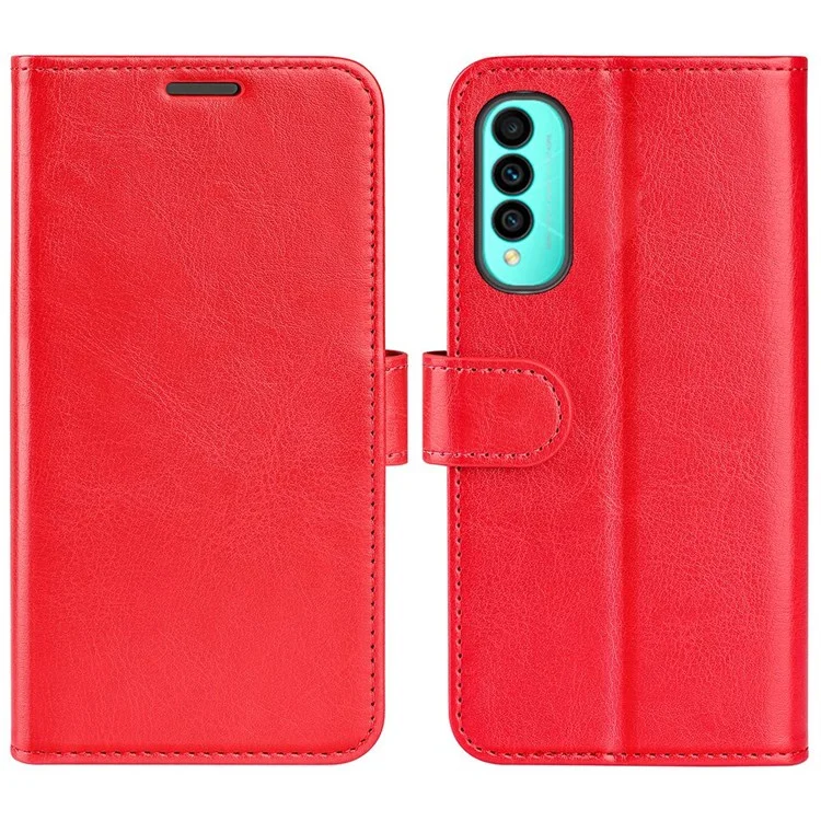 For Wiko T50 4G PU Leather Crazy Horse Texture Protective Cover, Book Style Wallet Stand Magnetic Clasp Phone Case - Red