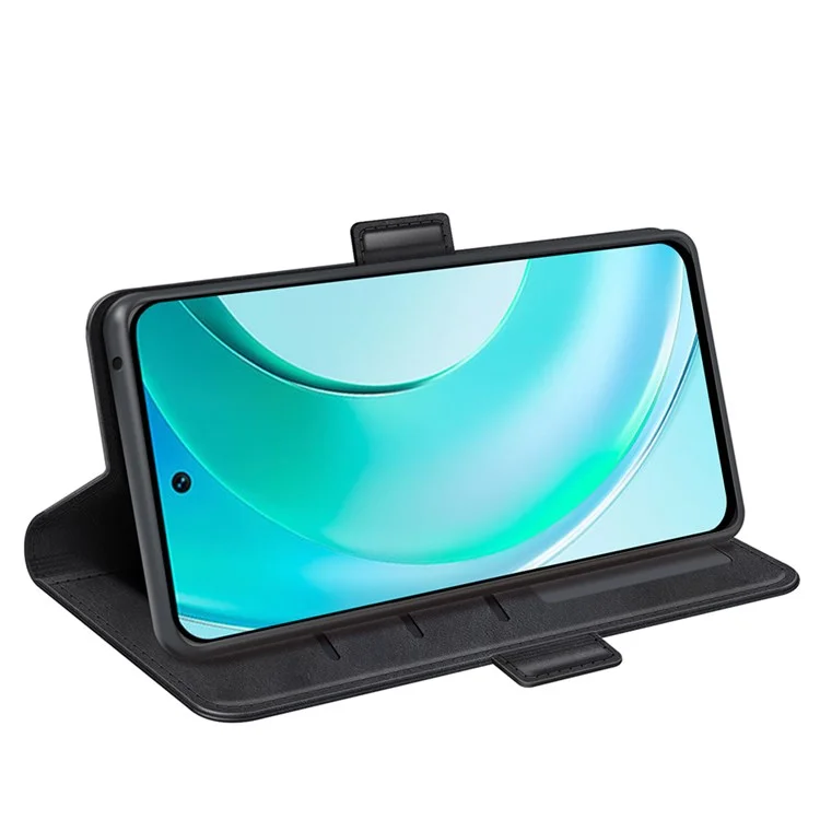 Für Wiko T50 4G Double Magnetic Clasp Phone Hülle Schockdicht Strukturierte PU Leder TPU -brieftasche Cover - Schwarz