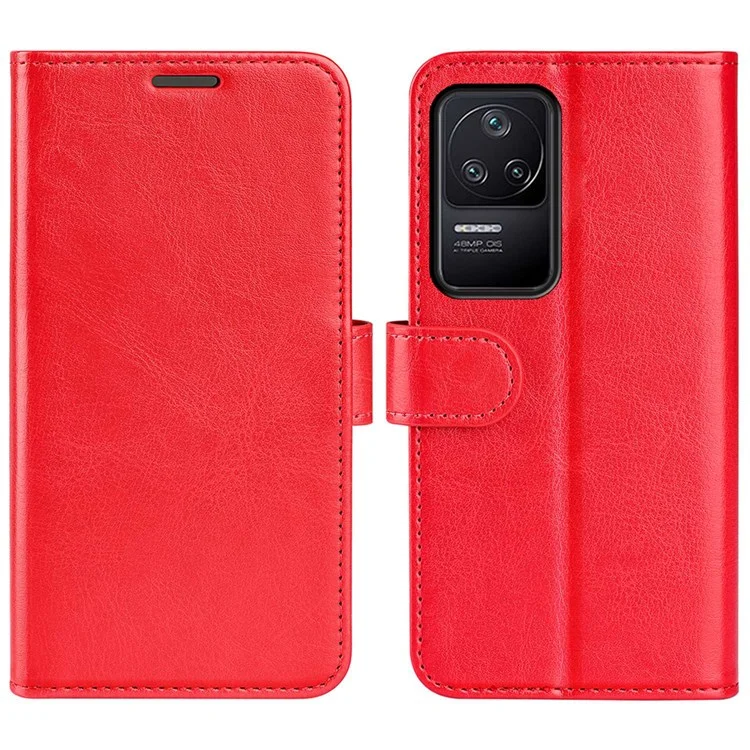 Per Xiaomi Poco F4 5G / Redmi K40S 5G Shock Proolio Flip Telefono Case PU in Pelle Resistente Alla Texture a Cavallo Pazzo Portafoglio Cover di Protezione - Rosso