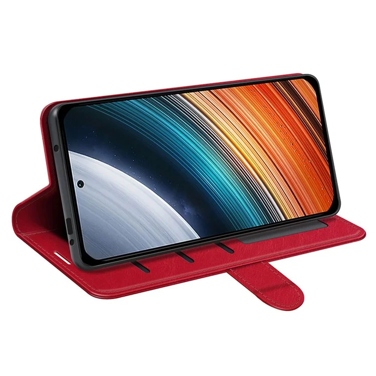 Per Xiaomi Poco F4 5G / Redmi K40S 5G Shock Proolio Flip Telefono Case PU in Pelle Resistente Alla Texture a Cavallo Pazzo Portafoglio Cover di Protezione - Rosso