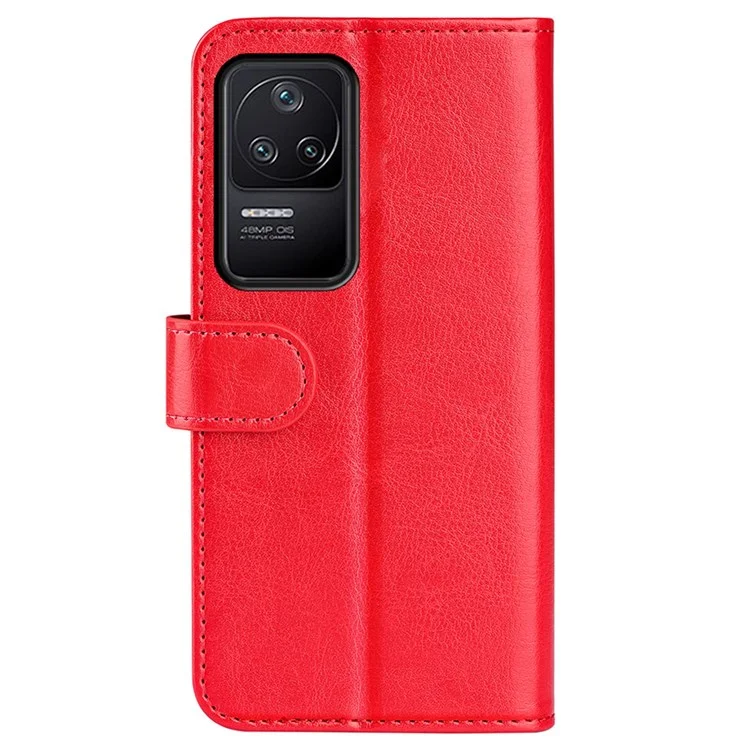 Per Xiaomi Poco F4 5G / Redmi K40S 5G Shock Proolio Flip Telefono Case PU in Pelle Resistente Alla Texture a Cavallo Pazzo Portafoglio Cover di Protezione - Rosso