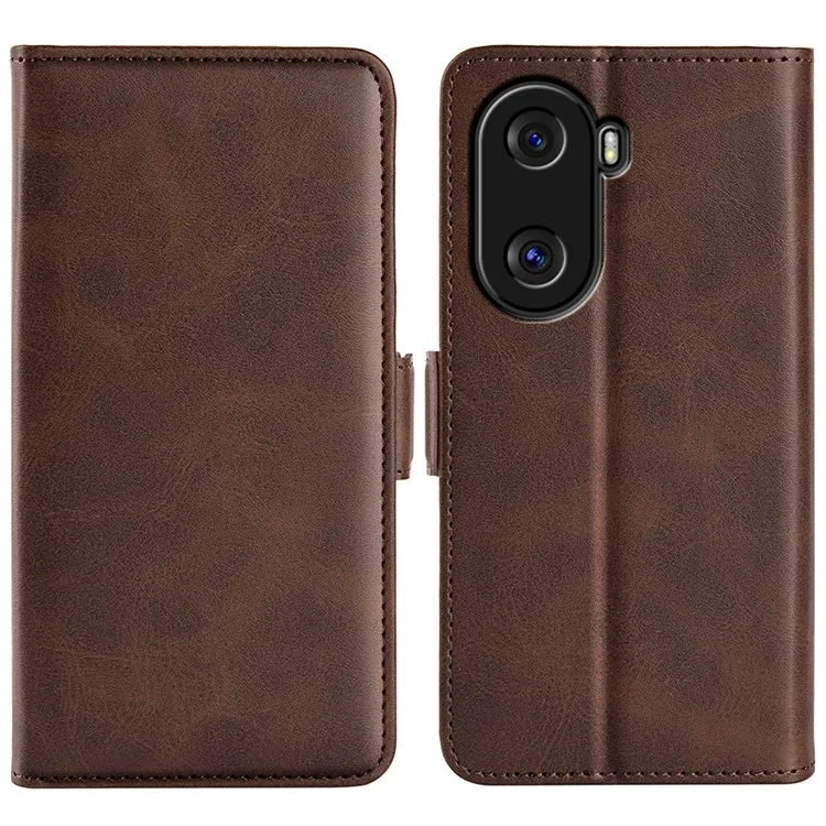 Para Honor X40i 5G Coloque Duplo de Graco Magnético à Prova de Choque Caixa TPU PU Anti-drop TPU Com Stand da Carteira - Castanho