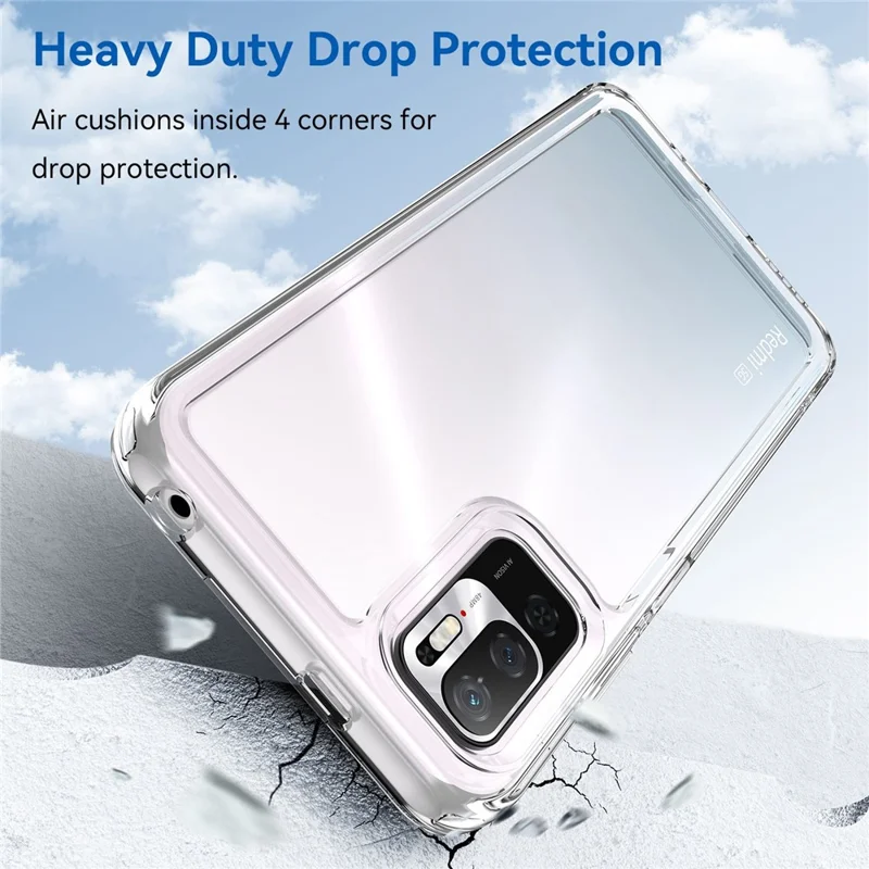 For Xiaomi Poco M3 Pro 4G / 5G / Redmi Note 10 5G / Note 10T 5G / Note 11SE 5G TPU Frame Acrylic Back Cover Brushed Clear Phone Protector with Independent Buttons - Transparent