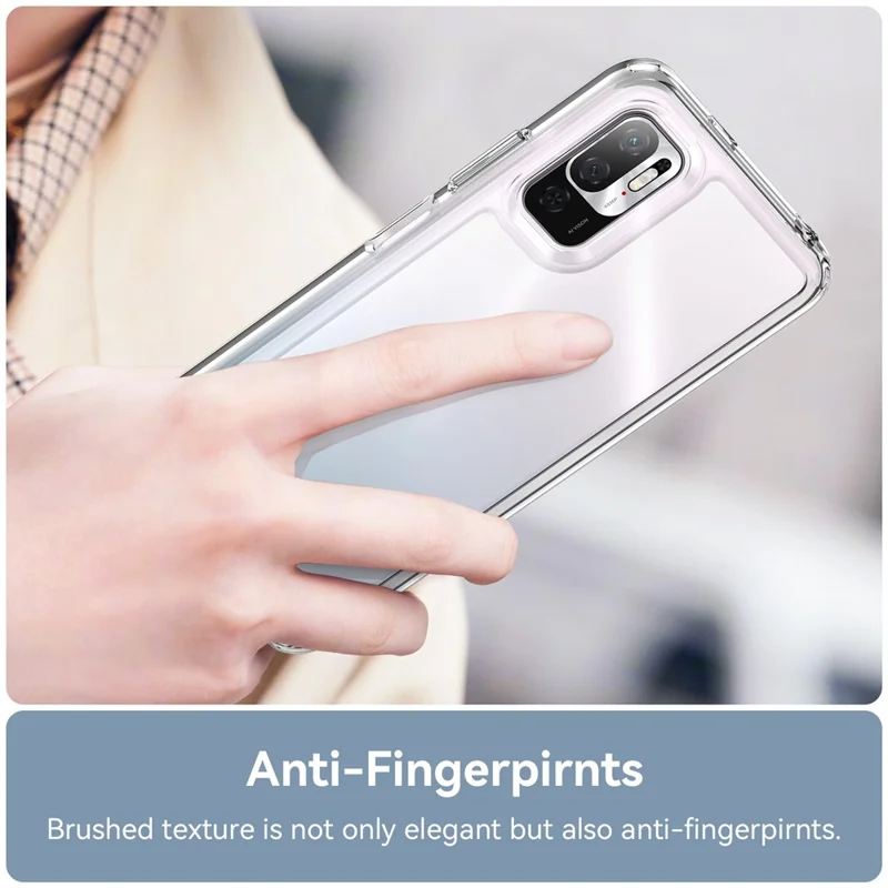 For Xiaomi Poco M3 Pro 4G / 5G / Redmi Note 10 5G / Note 10T 5G / Note 11SE 5G TPU Frame Acrylic Back Cover Brushed Clear Phone Protector with Independent Buttons - Transparent