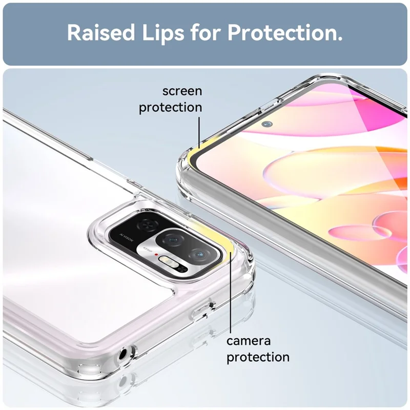 For Xiaomi Poco M3 Pro 4G / 5G / Redmi Note 10 5G / Note 10T 5G / Note 11SE 5G TPU Frame Acrylic Back Cover Brushed Clear Phone Protector with Independent Buttons - Transparent