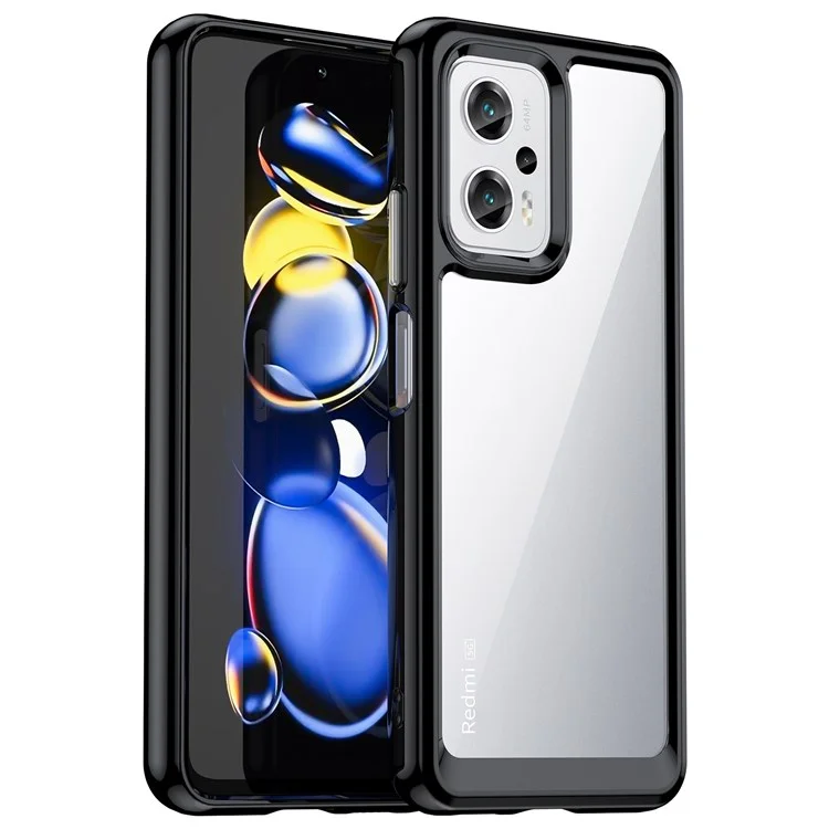 Effacer le Boîtier du Téléphone Pour Xiaomi Redmi Note 11T Pro 5G / Remarque 11T Pro + 5G / Poco X4 GT / K50i 5G, Cadre TPU + Protecteur de Téléphone Portable Brossé Acrylique Avec Boutons Indépendants - le Noir