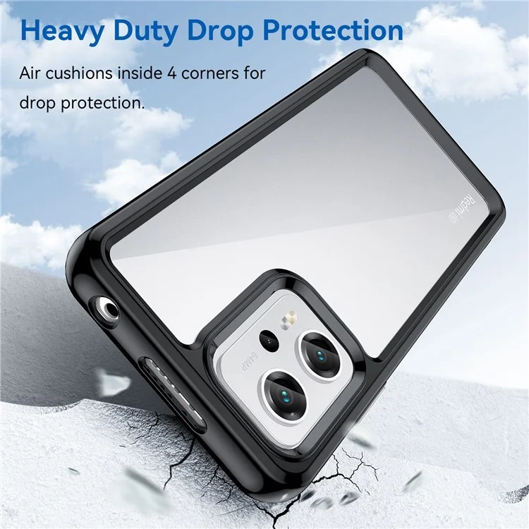 Effacer le Boîtier du Téléphone Pour Xiaomi Redmi Note 11T Pro 5G / Remarque 11T Pro + 5G / Poco X4 GT / K50i 5G, Cadre TPU + Protecteur de Téléphone Portable Brossé Acrylique Avec Boutons Indépendants - le Noir