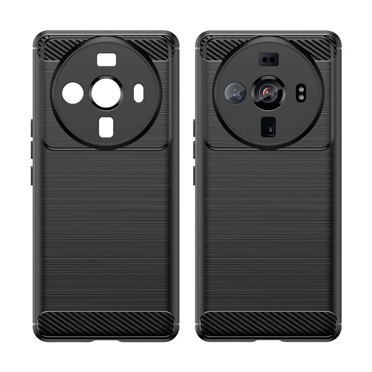 Brushed Slim Phone Case for Xiaomi 12S Ultra 5G, Carbon Fiber Texture TPU Cover Scratch Resistant Cell Phone Shell - Black