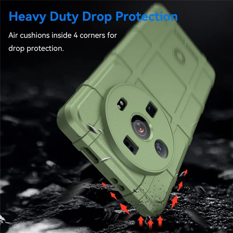 For Xiaomi 12S Ultra 5G Rugged Square Grid Thickened Soft TPU Back Case Protective Phone Case - Green