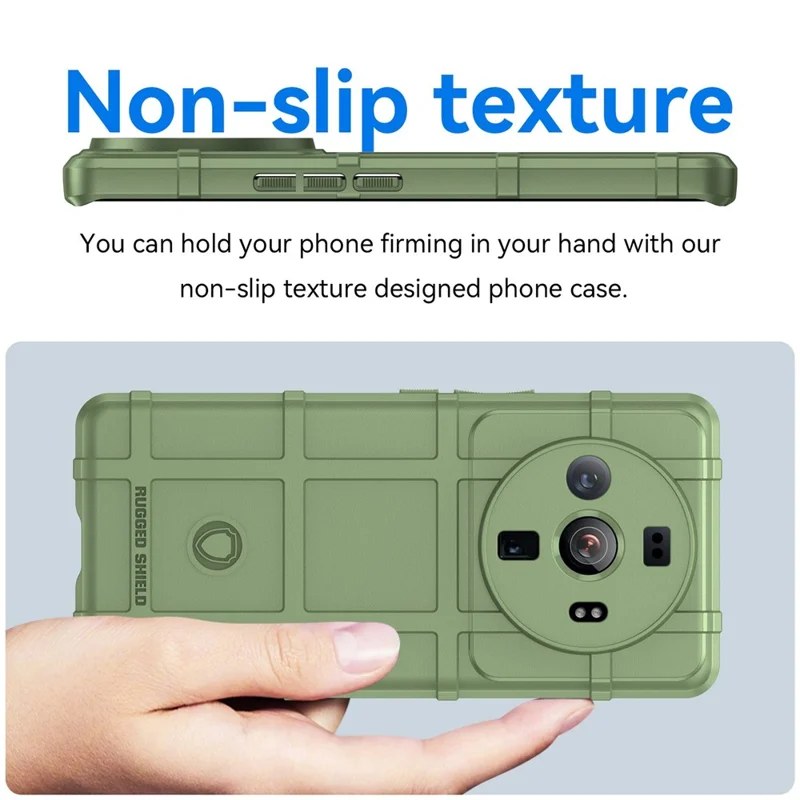 For Xiaomi 12S Ultra 5G Rugged Square Grid Thickened Soft TPU Back Case Protective Phone Case - Green