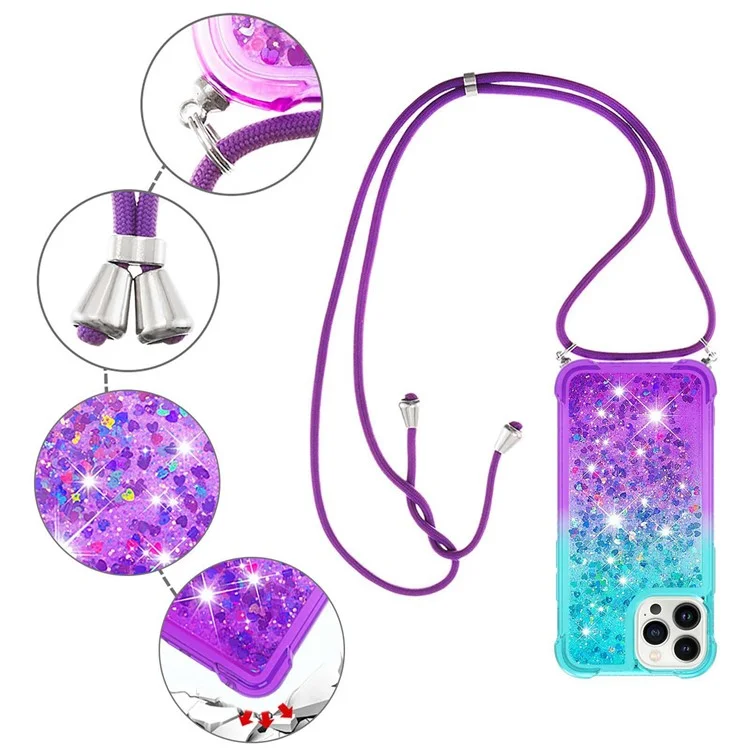 Pour Iphone 14 Pro Max 6,7 Pouces YB Sectricons Secre-6 Série 6 Couleur de Dégradé Mouture Rapide Sandins Séquelles Couverture TPU Courture TPU Avec Lay - Bleu Ciel / Violet