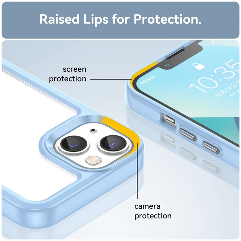 For iPhone 14 Plus 6.7 inch TPU + Acrylic Hybrid Phone Case Anti-drop Anti-fingerprint Back Cover - Blue