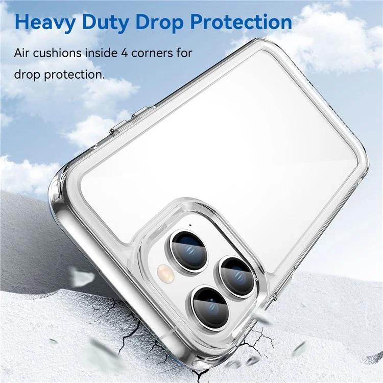 Pour iPhone 14 Pro Max 6,7 pouces Coque de protection pour téléphone portable en TPU + acrylique Anti-chute Anti-rayures Couvercle arrière - Transparent