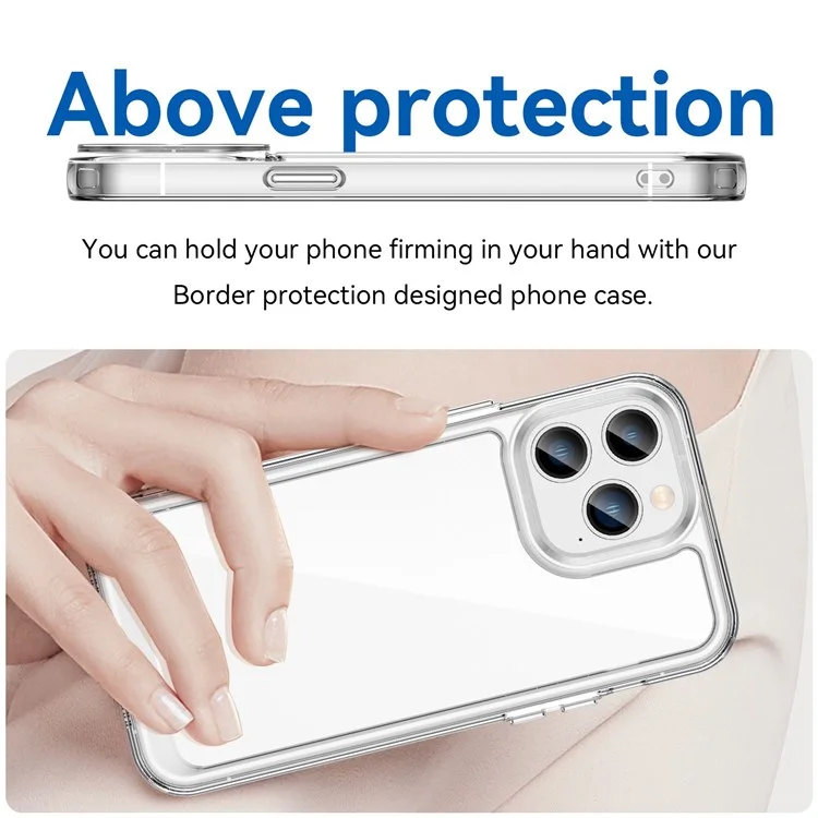 Pour iPhone 14 Pro Max 6,7 pouces Coque de protection pour téléphone portable en TPU + acrylique Anti-chute Anti-rayures Couvercle arrière - Transparent