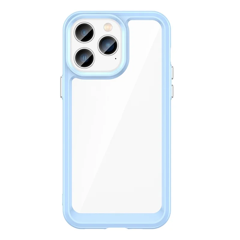 TPU + Acrylic Clear Phone Case for iPhone 14 Pro 6.1 inch, Stylish Anti-drop Anti-fingerprint Cellphone Back Cover - Blue