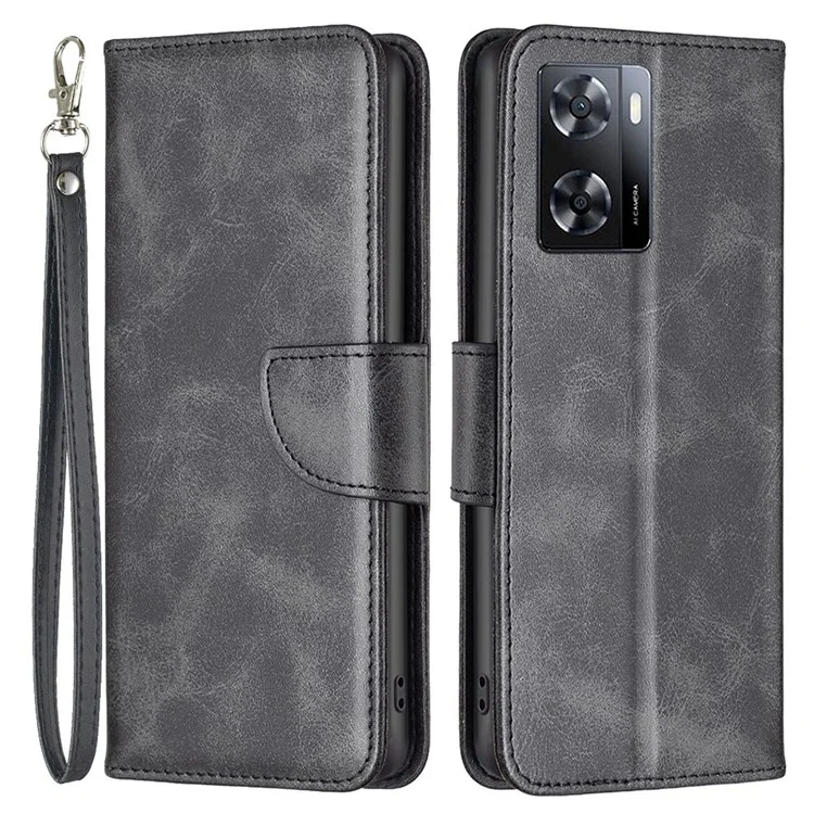Para o Oppo A57 4G BF Leather Series-4 Stand Phone Phone Caixa Coloque Magnético à Prova de Choque Tampa Com Pulseira de Pulso - Preto