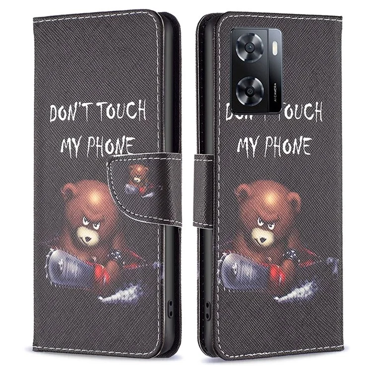 Für Oppo A57 4G / A57s 4G BF Pattern Printing Leather Series-1 Magnetic Clasp Phone PU Leather Case Flip Stand Wallet Drop-proof Cover - Bär