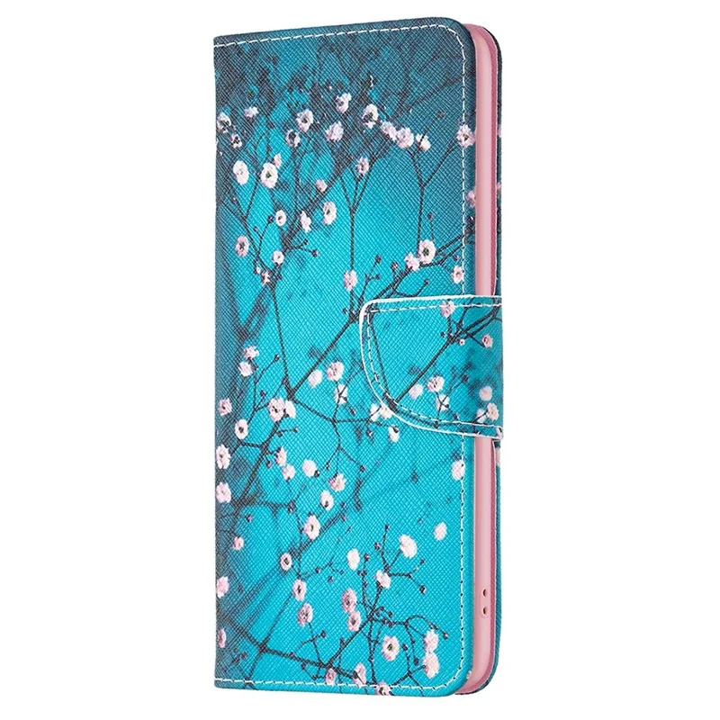 For Oppo A57 4G / A57s 4G Phone Case Pattern Printing PU Leather Wallet Stand Cover - Plum Blossom