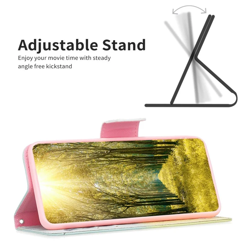 For Oppo A57 4G / A57s 4G Phone Case Pattern Printing PU Leather Wallet Stand Cover - Feather