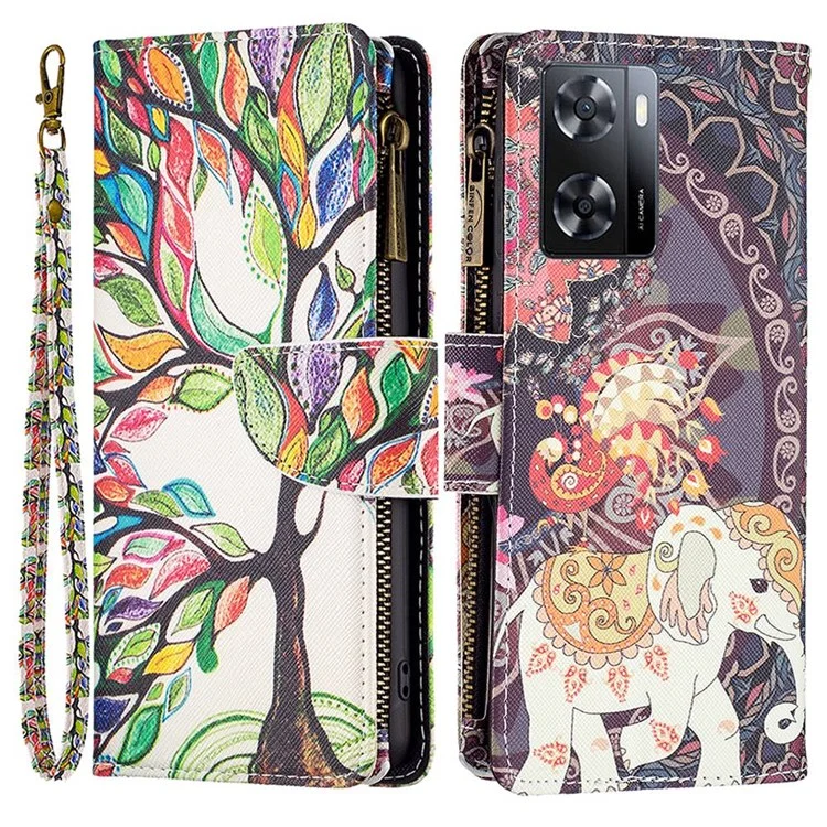 BF Pattern Printing Leather Series-4 Per Oppo A57 4G Style-03 Stampa Tasca Con Cerniera Poccia Poccia Peth Covert - Albero di Vita