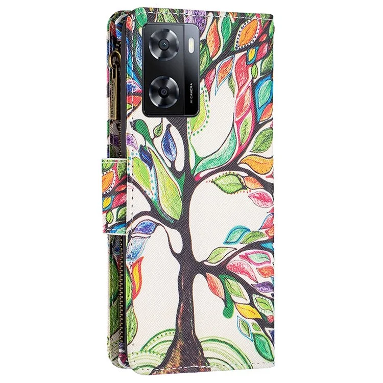 BF Pattern Printing Leather Series-4 Per Oppo A57 4G Style-03 Stampa Tasca Con Cerniera Poccia Poccia Peth Covert - Albero di Vita