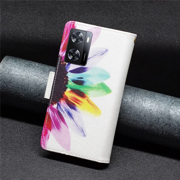 BF Pattern Printing Leather Series-4 Para Oppo A57 4G Style-03 Impresión Patrón Diseño de Bolsillo de Bolsillo PU Case Flip Soport Cover Cover - Girasol