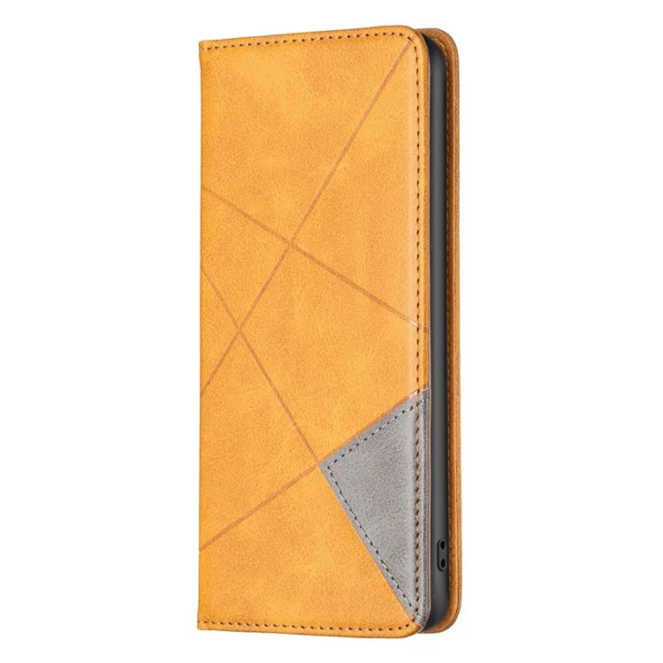 For Oppo A57 4G / A57s 4G Leather Case with Card Holder Imprinting Pattern Phone Stand Cover - Yellow