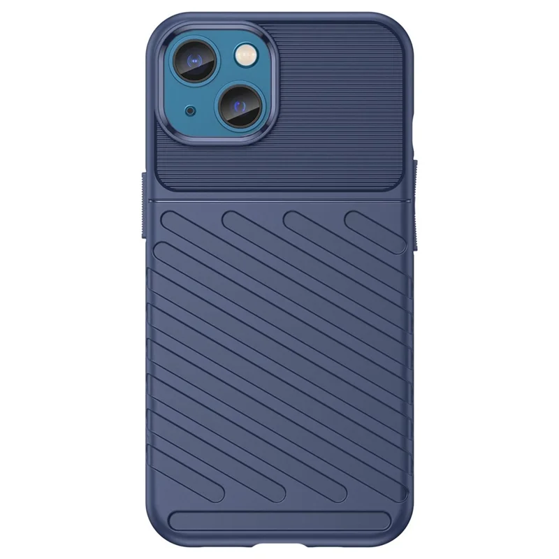 Für iPhone 14 Plus 6,7 Zoll Thunder Series Twill-Textur Anti-Drop Hülle Verdickte TPU Schutzhülle - Blau