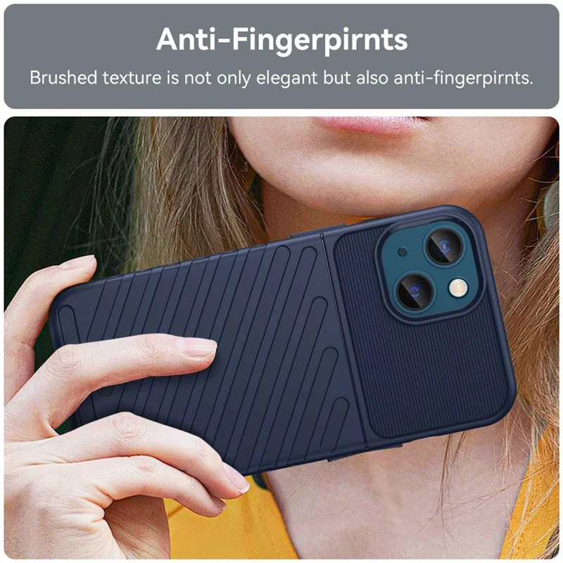 Für iPhone 14 Plus 6,7 Zoll Thunder Series Twill-Textur Anti-Drop Hülle Verdickte TPU Schutzhülle - Blau