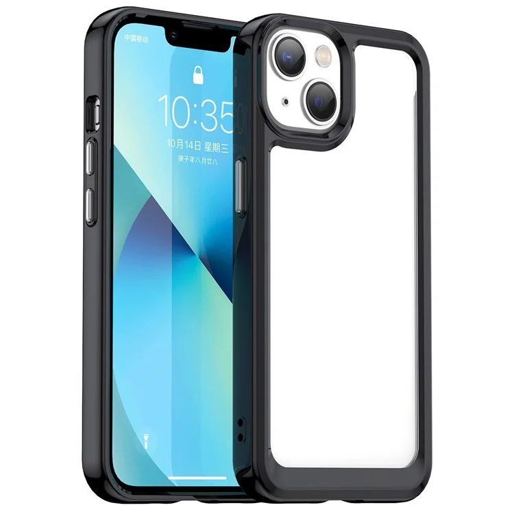 TPU + Acrylic Clear Phone Case for iPhone 14 6.1 inch, Anti-drop Anti-scratch Smartphone Back Cover - Black