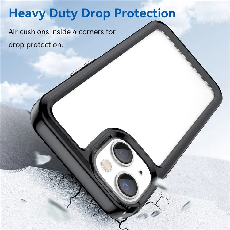 TPU + Acrylic Clear Phone Case for iPhone 14 6.1 inch, Anti-drop Anti-scratch Smartphone Back Cover - Black