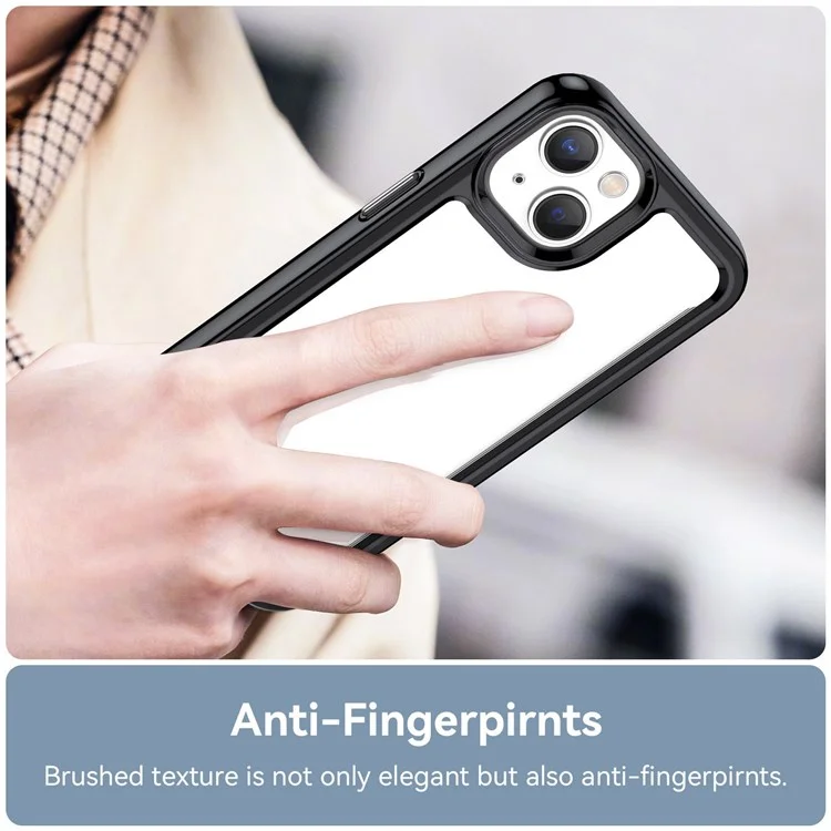 TPU + Acrylic Clear Phone Case for iPhone 14 6.1 inch, Anti-drop Anti-scratch Smartphone Back Cover - Black