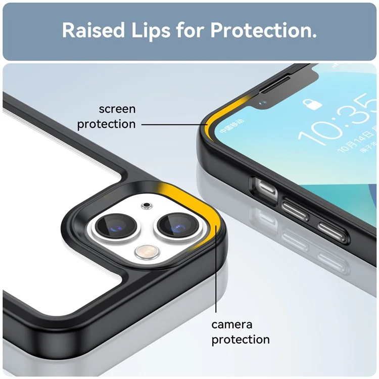 TPU + Acrylic Clear Phone Case for iPhone 14 6.1 inch, Anti-drop Anti-scratch Smartphone Back Cover - Black