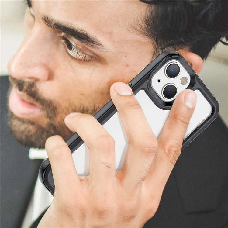 TPU + Acrylic Clear Phone Case for iPhone 14 6.1 inch, Anti-drop Anti-scratch Smartphone Back Cover - Black