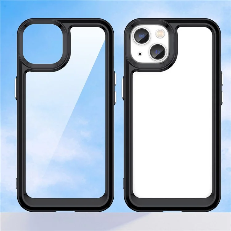 TPU + Acrylic Clear Phone Case for iPhone 14 6.1 inch, Anti-drop Anti-scratch Smartphone Back Cover - Black