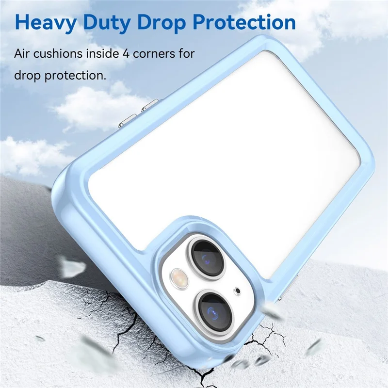 TPU + Acrylic Clear Phone Case for iPhone 14 6.1 inch, Anti-drop Anti-scratch Smartphone Back Cover - Blue