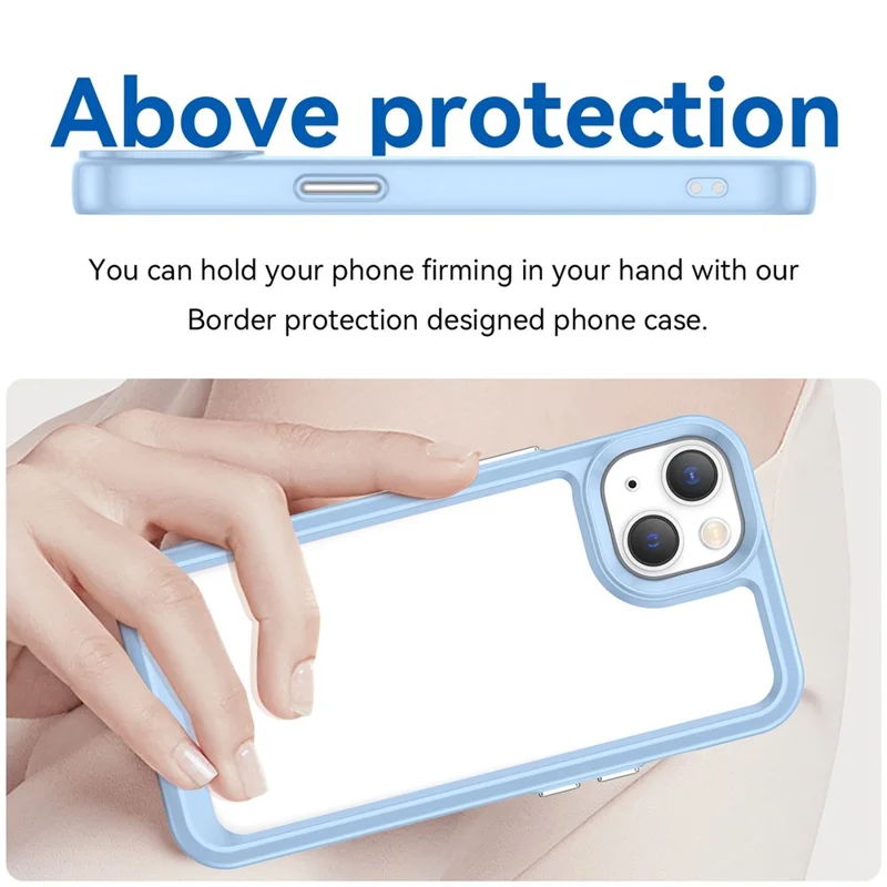 TPU + Acrylic Clear Phone Case for iPhone 14 6.1 inch, Anti-drop Anti-scratch Smartphone Back Cover - Blue