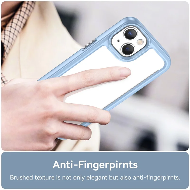 TPU + Acrylic Clear Phone Case for iPhone 14 6.1 inch, Anti-drop Anti-scratch Smartphone Back Cover - Blue