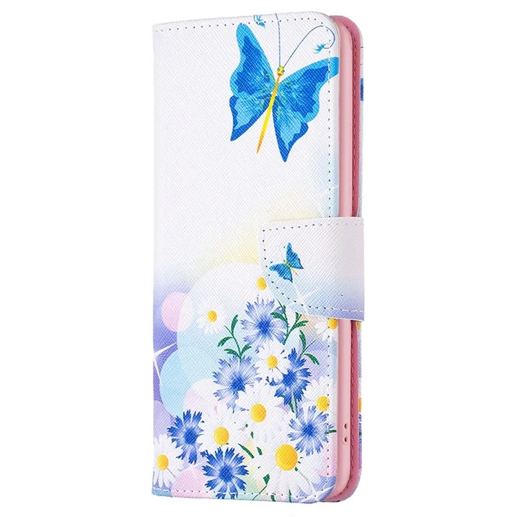 BF Muster Druckleder Leder-serie-1 Für Motorola Moto G62 5G PU Lederständer Anti-drogen-telefonabdeckung Anti-kratzer Folio Flip Wallet Hülle - Schmetterling Und Blumen