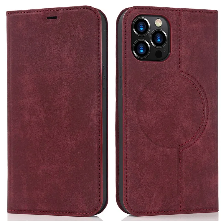 Per Iphone 12 6,1 Pollici / 12 Pro 6,1 Pollici a Magnetico Auto-assorbito PU Porta Del Supporto Per Supporto Per Supporto in Pelle PU Con Blocco RFID - Rosso