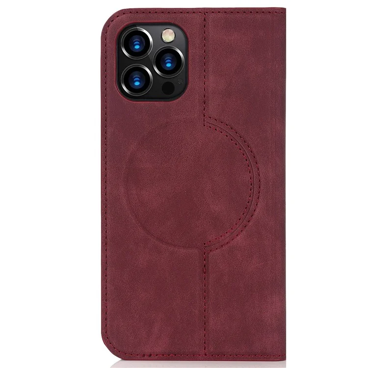 Per Iphone 12 6,1 Pollici / 12 Pro 6,1 Pollici a Magnetico Auto-assorbito PU Porta Del Supporto Per Supporto Per Supporto in Pelle PU Con Blocco RFID - Rosso