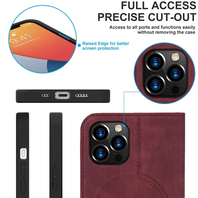 Per Iphone 12 6,1 Pollici / 12 Pro 6,1 Pollici a Magnetico Auto-assorbito PU Porta Del Supporto Per Supporto Per Supporto in Pelle PU Con Blocco RFID - Rosso