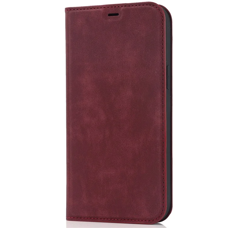 Per Iphone 12 6,1 Pollici / 12 Pro 6,1 Pollici a Magnetico Auto-assorbito PU Porta Del Supporto Per Supporto Per Supporto in Pelle PU Con Blocco RFID - Rosso