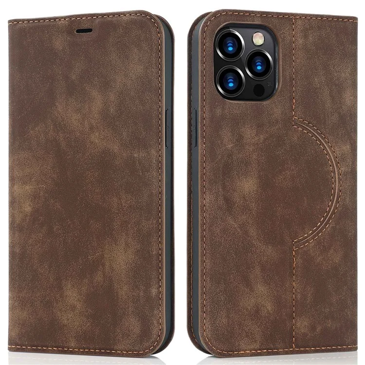 Para Iphone 12 Pro Máximo de 6,7 Polegadas PU Catador Cabe - Marrom Claro